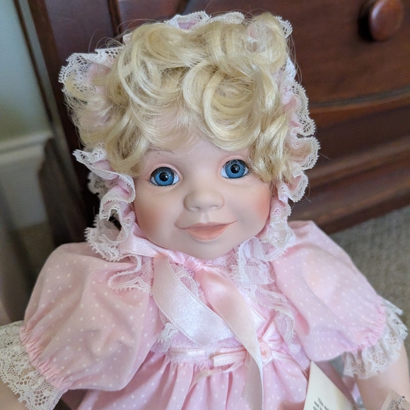 Pink Porcelain Doll with Lace Dress - Picture 6 of 9
